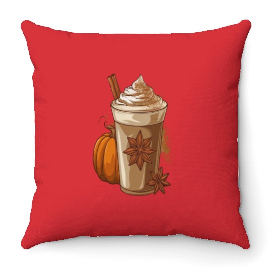Pumpkin spice latte Throw Pillows