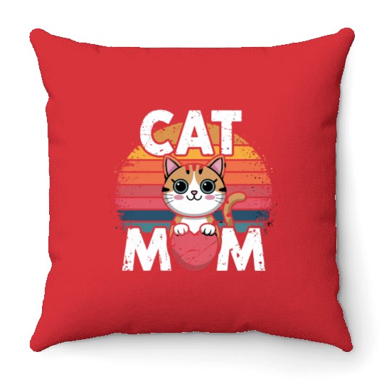 Cat Mom Throw Pillows