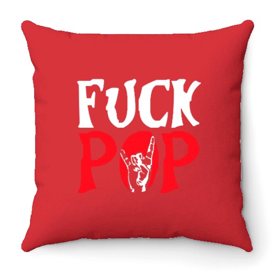 Fuck pop charts music heavy metal fun hand gesture Throw Pillows
