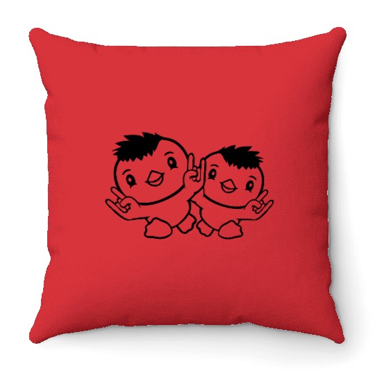 Heavy Metal Duck Bird Team Chick Rock Hand Gesture Throw Pillows