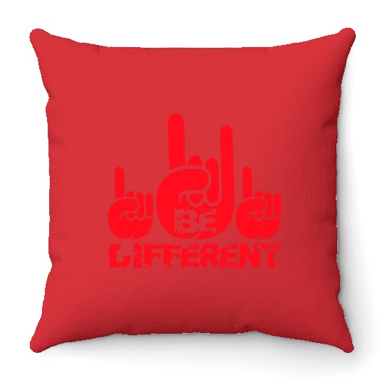 3 Be Different Heavy Metal Hard Rock Hand Gesture Throw Pillows