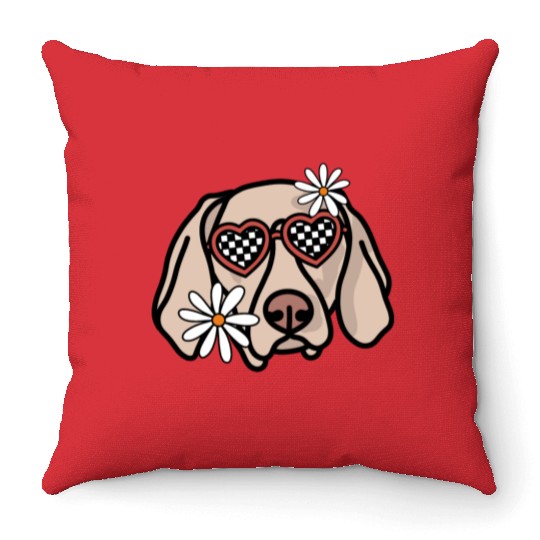 Weimaraner Retro Dog Throw Pillows