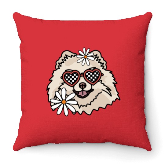 Pomeranian Retro Dog Throw Pillows