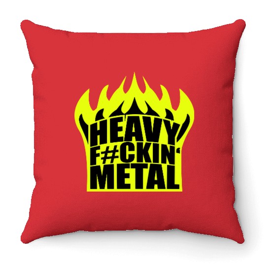 Heavy F#ckin' Metal Hard Rock Fun Music Text Quote Throw Pillows