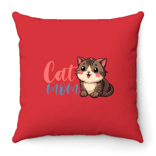 Adorable Cat Mom Design with Cute Kitten Throw Pillows