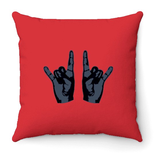 Heavy Metal Fun Hard Rock Music Horns Hand Gesture Throw Pillows