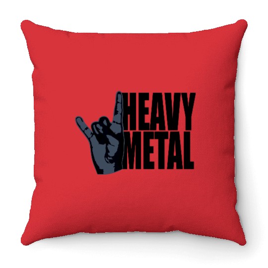 Heavy Metal Fun Hard Rock Music Horns Hand Gesture Throw Pillows