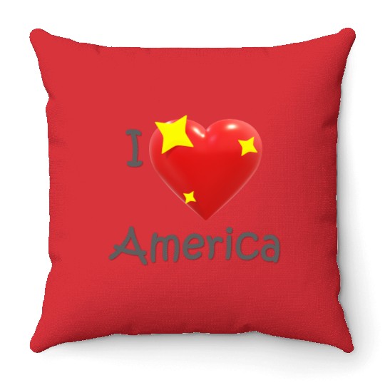 I Love America Throw Pillows