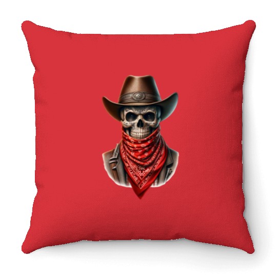 Outlaw Cowboy Skull Throw Pillows