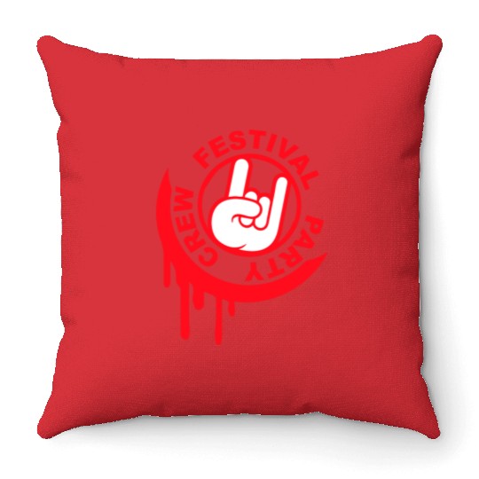 Festival party crew graffiti metal hand gesture Throw Pillows
