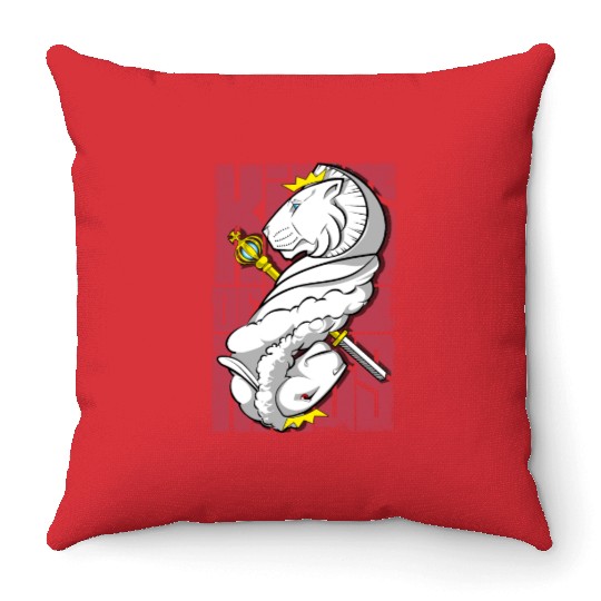Lion King and the Holy Lamb Christian Art Throw Pillows