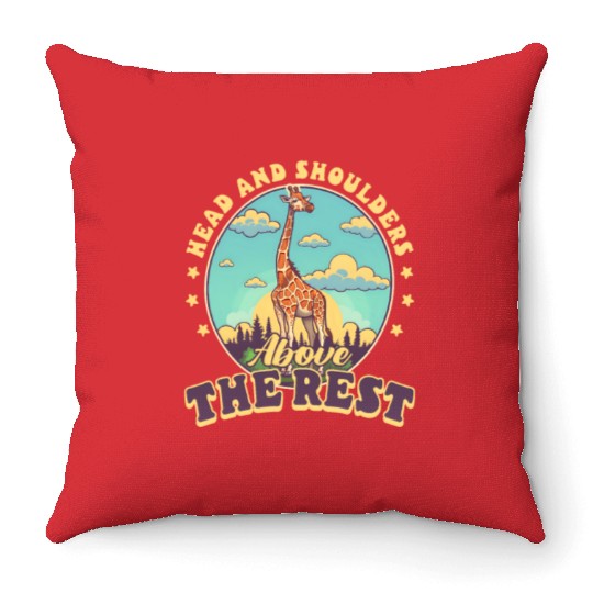 Giraffe Head And Shoulders Above The Rest Throw Pillows