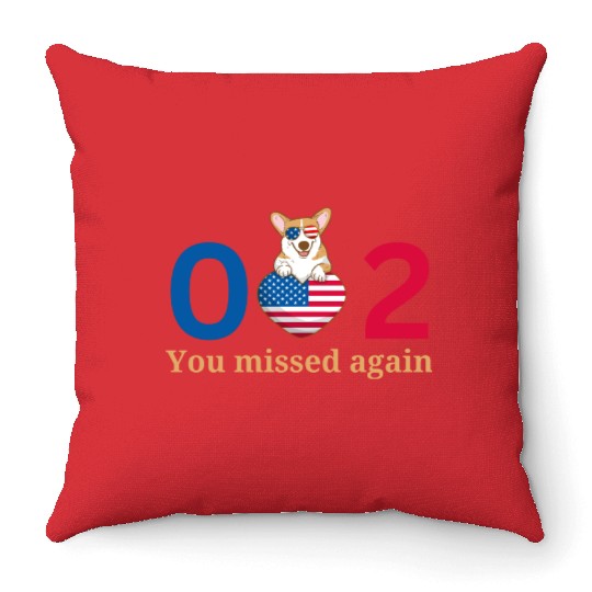 Funny you missed again 0-2 trump 2024 america Throw Pillows