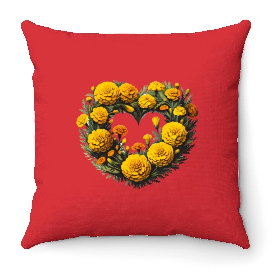 Marigold Flowers Throw Pillows