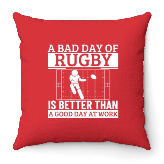 A Bad Day Of Rugby Funny Rugby Player Throw Pillows