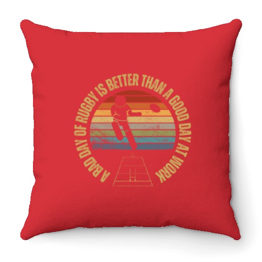 A Bad Day Of Rugby Funny Rugby Player Throw Pillows