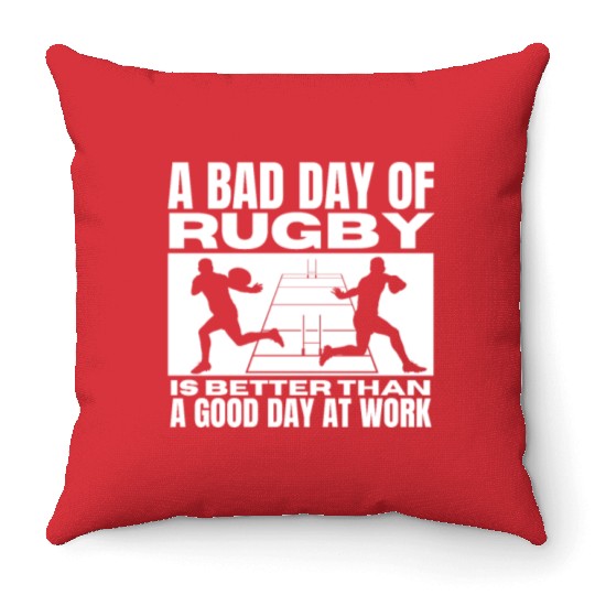 A Bad Day Of Rugby Funny Rugby Player Throw Pillows