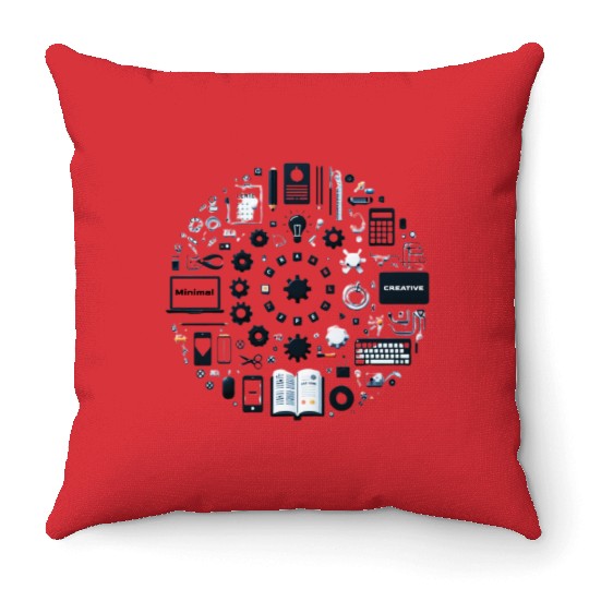 Abstract Lucky number circle Throw Pillows