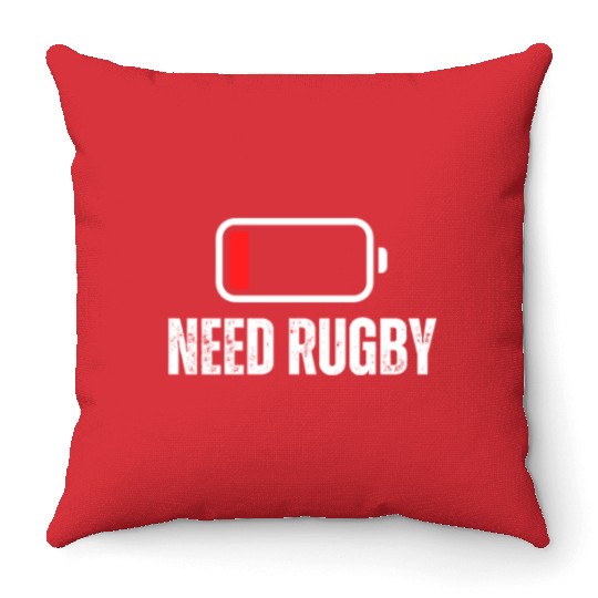 Need Rugby Low Battery Funny Rugby Player Throw Pillows