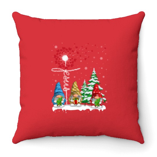 Gnomes Jesus Dandelion Christmas Tree Throw Pillows