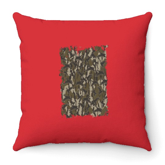 Waterfowl Hunting Camo Duck Hunters Bottomland Cam Throw Pillows