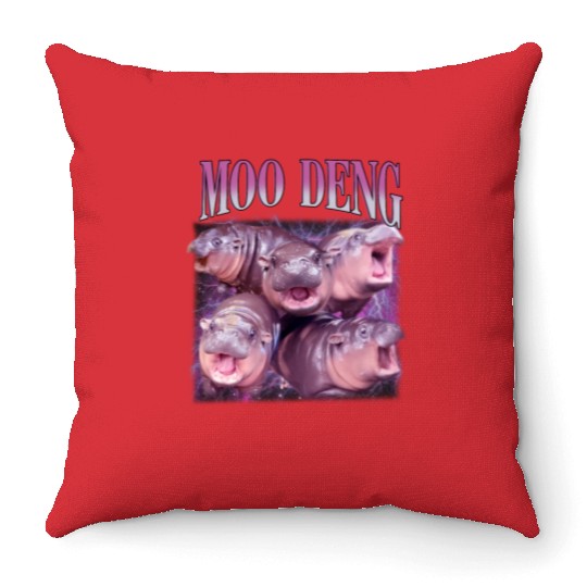 I Love Moo Deng Bootleg I love you Bouncy Pig Throw Pillows