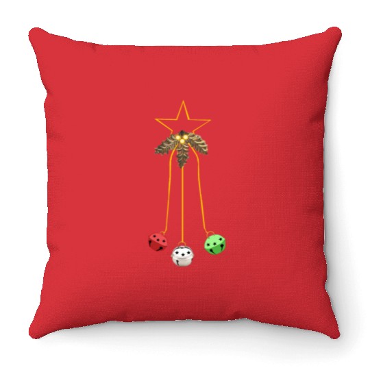 Jingle Bells Star Wreath Throw Pillows