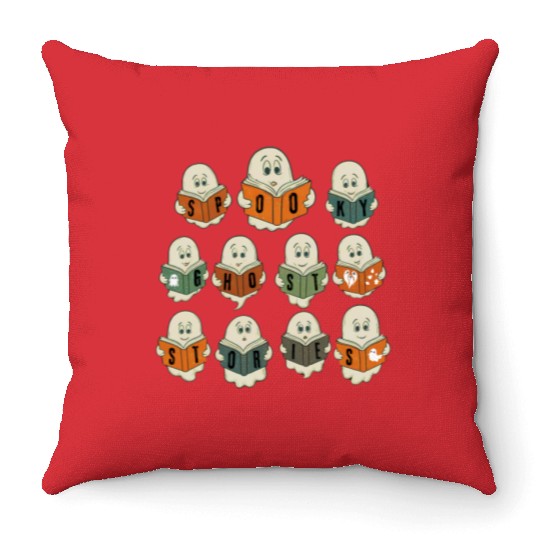 Spooky Stories Book Club - Happy Halloween Throw Pillows