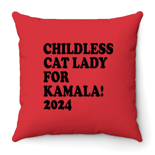 Childless Cat Lady For Kamala 2024 Throw Pillows