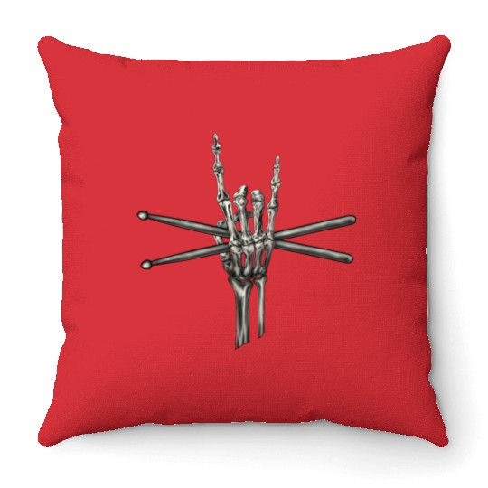 Skeleton Hand Drumsticks Throw Pillows