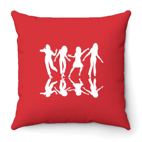 Four women dancing shadow reflection silhouette Throw Pillows