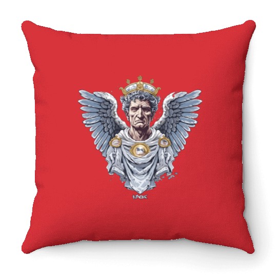 Emperor Caesar with Angel Wings Throw Pillows