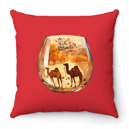 Hello Autumn unique design. Throw Pillows