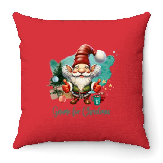 Thumbs Up Gnome for the Holidays Gnome Sweet Gnome Throw Pillows