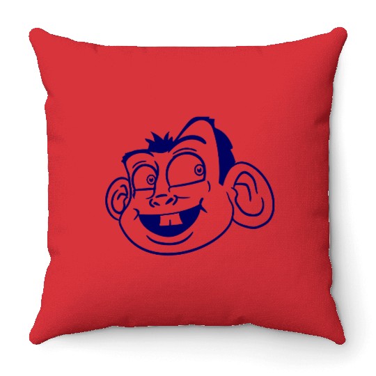 Monkey Face Sweet Cute Little Head Laughs Happy Throw Pillows
