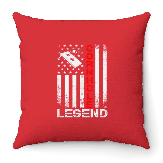 Cornhole Legend US American Flag Throw Pillows