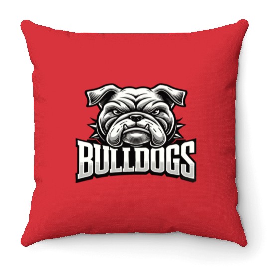 Bulldogs Mascot Back To School Team Spirit Throw Pillows