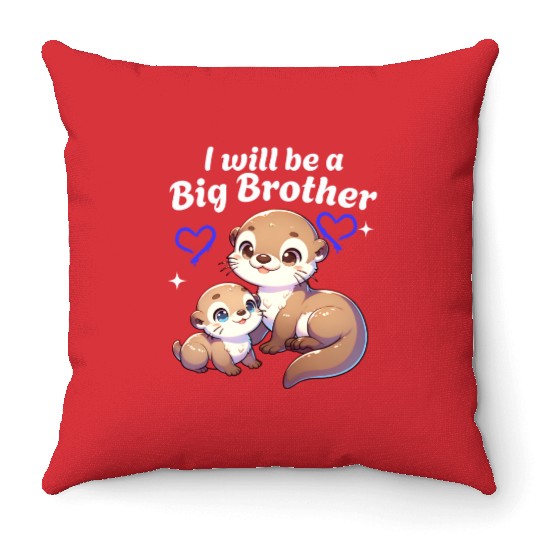 I'm Going To Be A Big Brother Sweet Otter, Brother Throw Pillows