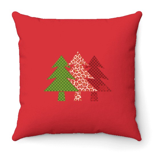 Buffalo Plaid Merry Christmas Tree Family Matching Throw Pillows