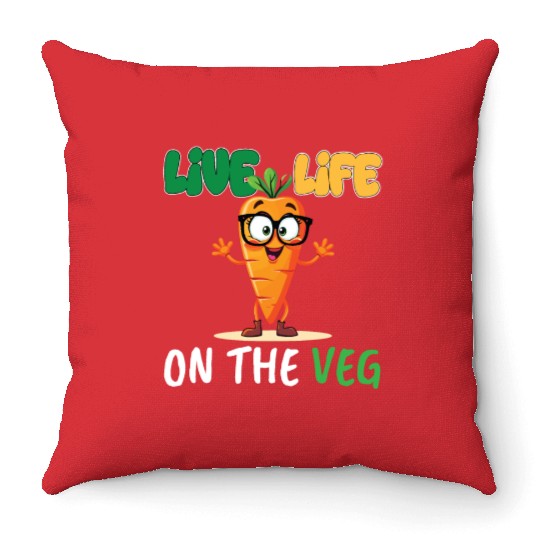 Funny plant based design_ carrot with funny Vegan Throw Pillows