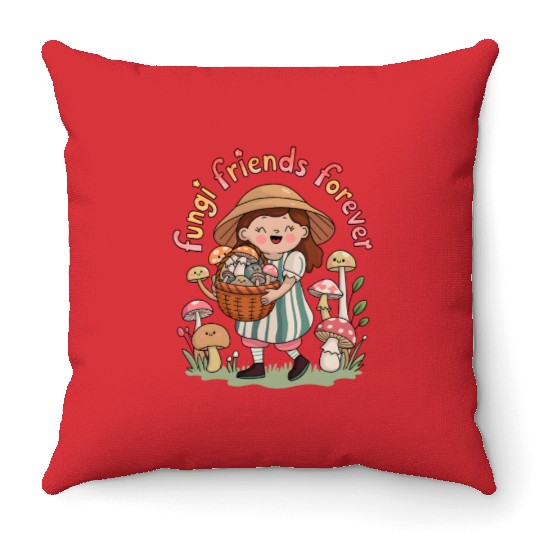 Fungi Friends Forever Throw Pillows