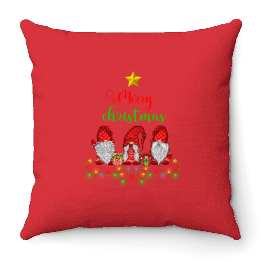 Gnomes Christmas Tree Funny Xmas Holidays Throw Pillows