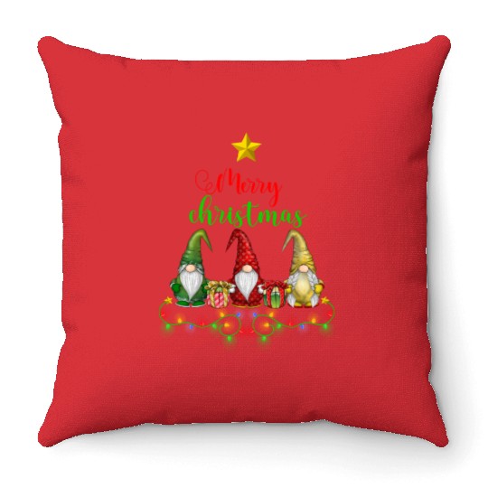 Gnomes Christmas Tree Funny Xmas Holidays Throw Pillows