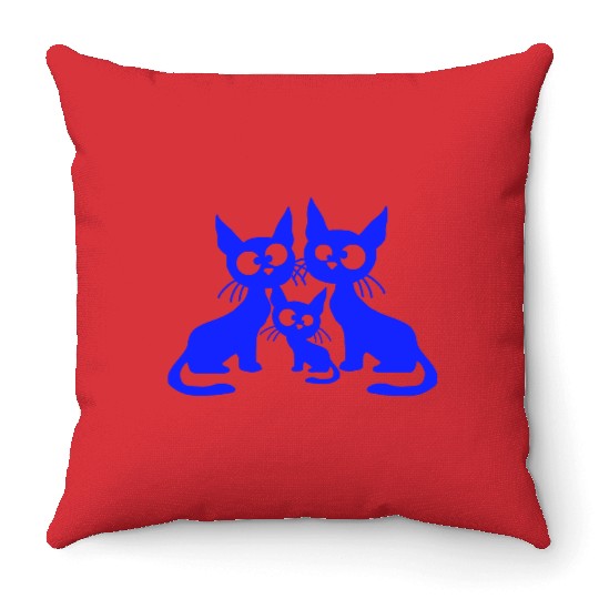 Crazy cat mom dad kitten child kitten family team Throw Pillows