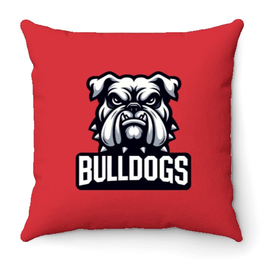 Bulldogs Mascot Back To School Team Spirit Throw Pillows