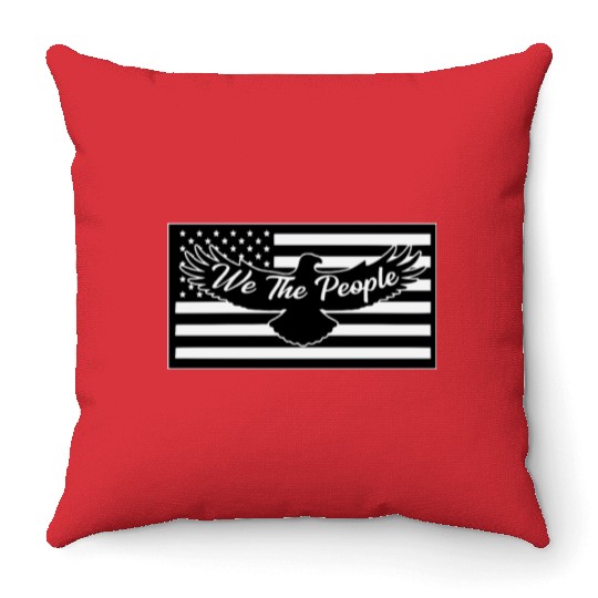 We The People Eagle Flag © LIKE US ON FACEBOOK Throw Pillows