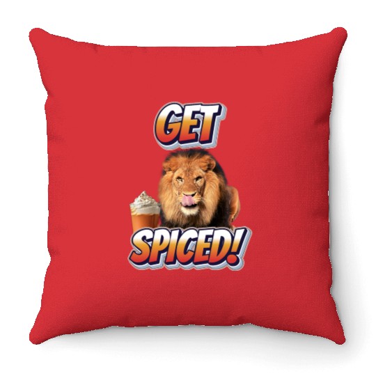 Fierce Lion 'Get Spiced!' Pumpkin Spice Fall Desig Throw Pillows