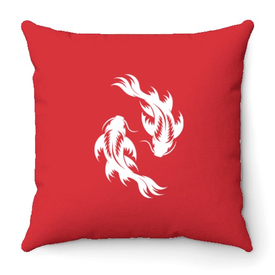 Koi Carp Yoga Circle Style Yin And Yang Throw Pillows