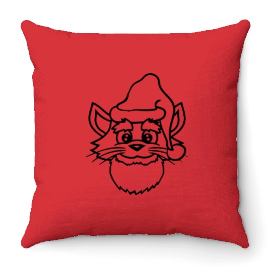 Cute Santa Claus Cat Winter Hat Fun Christmas Gift Throw Pillows