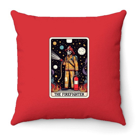 Tarot Card Collection - The Firefighter Throw Pillows